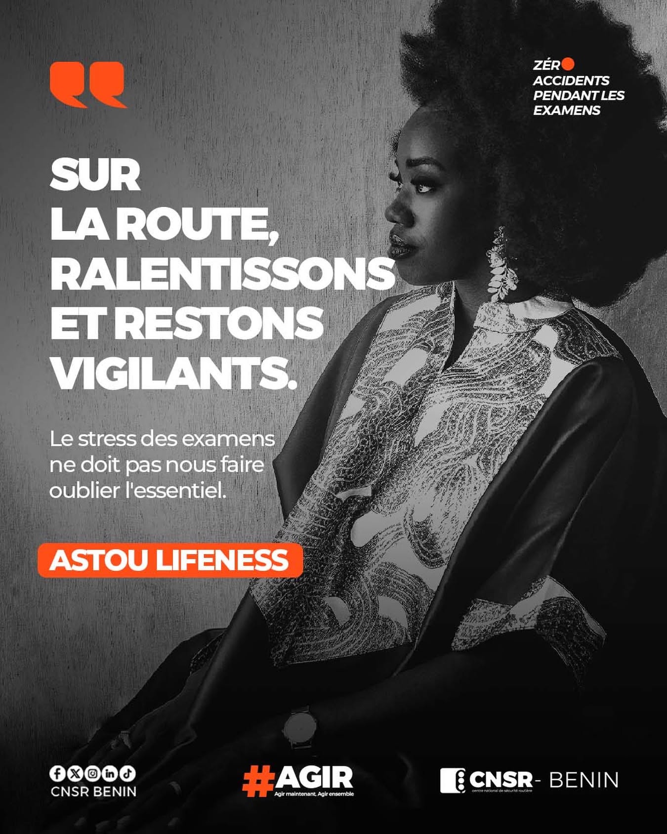 Sur la route, ralentissons et restons vigilants - ASTOU LIFENESS